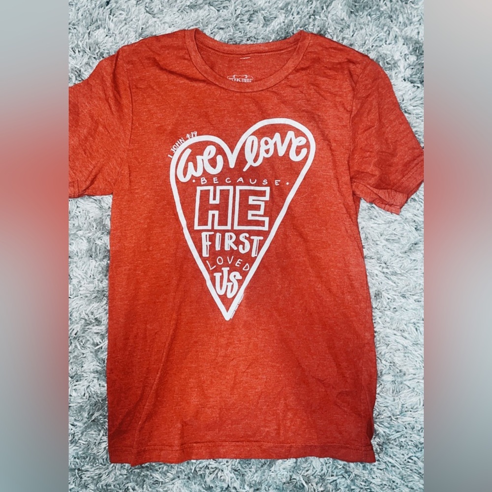 We Love Because He First Loved Us Jesus Tee